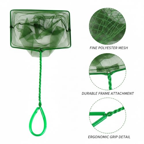 Green Square Mesh Aquarium Net for Fish Transfer and Tank Cleaning - size: 17.52 x 7.87 x 5.91"