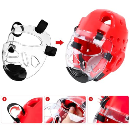 Toddmomy Clear Taekwondo Face Shield Plastic Boxing Headwear 8.8x8.2in | Detachable Sparring Headgear, Breathable Karate Guard, Impact Resistant, For MMA Kickboxing Training, Youth And Adult Fit