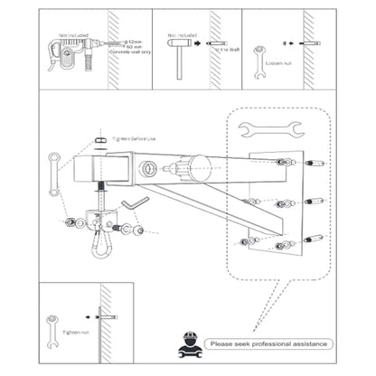 Heavy Bag Mount Wall Boxing Bag Hanger, Adjustable Punching Bag Mount, Heavy Duty Boxing Bag Bracket for Home Gym & Training