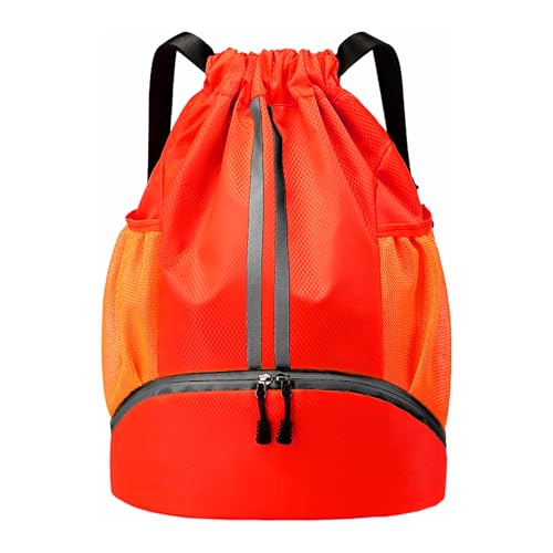 JELUTAR Drawstring Backpack Gym Bag with Shoes Compartment, Red - color: Red, size: Large