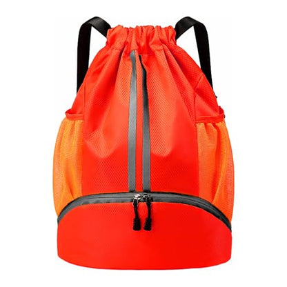JELUTAR Drawstring Backpack Gym Bag with Shoes Compartment, Red - color: Red, size: Large