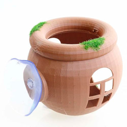 Betta Hammock Floating Hideout House with Artificial Moss Suction Cup Mount, 3D-Printed PLA Aquarium Decor Rest Cave Toy for Betta Fish Tank Accessories