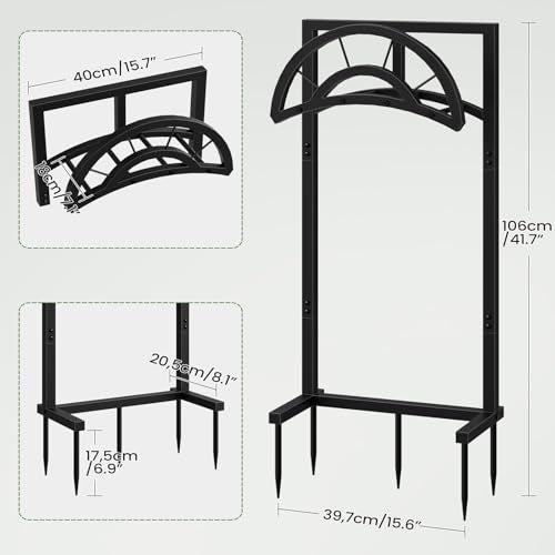 Garden Hose Holder with 5 Prongs, Heavy Duty Water Hose Holder Stand, Holds 150ft Hose, Metal Water Hose Holder for Outside, Yard, Lawn, Patio, Black TCJ91BB