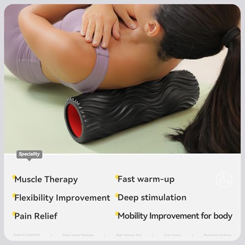 SUBCULTUREPICK Foam Roller High-Density Rollers, Deep Tissue Muscle Massage | Fitness Roller for Stretching, Relieves Muscles, Improves Mobility, Pilates, Yoga, Ideal for Athletes, Beginners & Recovery - color: Black