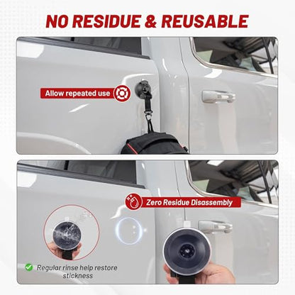 RED WOLF Heavy Duty 65MM Suction Cup Anchor Tie Down with Rotatable Hanging Hook Hold up to 22 LBs/10KG Each for Outdoor Camping Tarp Car Window Ceiling Awning RV Board Boat Vehicle Glass Surfing 2PC - size: 65MM Suction Cup
