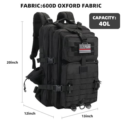 Hannibal Tactical MOLLE Assault Backpack, Tactical Backpack Military Army Camping Rucksack - color: Flag Patch With Water Bottle