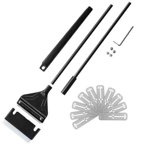 Algae Scraper for Glass Aquariums 24.4" Fish Tank Scraper with 10 Replaceable Blades Aquarium Glass Scraper Adjustable Length Aquarium Cleaning Tools Kit for Glass Aquarium Fish Tank