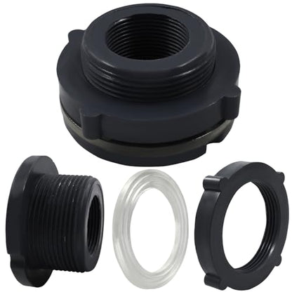 2 Pack 1-1/4” PVC Bulkhead Fitting for Rain Barrels, Aquariums - Dark Grey - size: 1-1/4 inch
