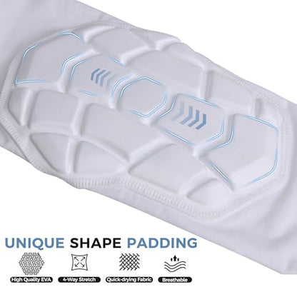 Wrestling Long Knee Pads Compression Leg Sleeves - color: White, size: Large