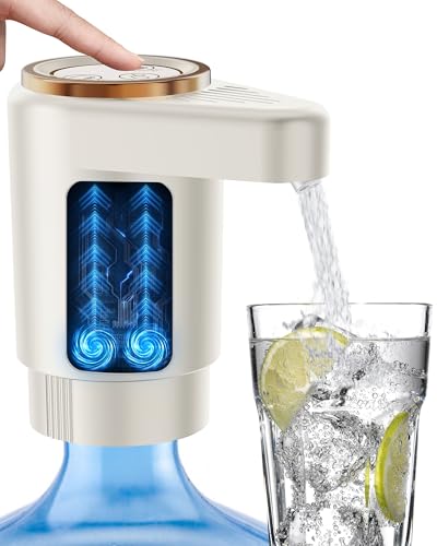 Water Jug Pump for 5 Gallon Bottle – Portable Electric USB-C Charging Dispenser, Dual Powerful Motors, Fast Flow, Fits 2-5 Gallon Jugs – Ideal for Home, Office, Camping, RV, Beige - color: Beige