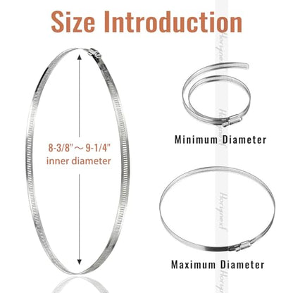 9 inch stainless steel hose clamp, adjustable metal worm gear assortment kit for water pipe (2 pcs)