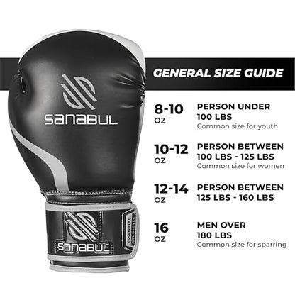 Sanabul Essential Gel Boxing Gloves for Men & Women, Kickboxing MMA, Muay Thai Gloves and Heavy Bag Training Punching & Sparring - color: Black/Metallic Silver, size: 8 oz