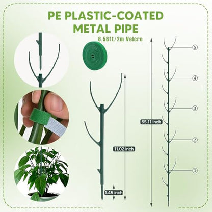 Stackable Monstera Plant Support, Garden Plant Support Stakes for Indoor Outdoor Plants, Climbing Plant Support Structures Plant Holder Stick Moss Pole for Support Tall Potted Plants (5, Green)