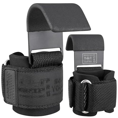 Weight Lifting Rod Hooks Heavy Duty Wrist Wraps Power Weight Lifting Training Gym Grips Straps Set of 2 - color: JJBlack, size: MEN-Wrist Size Large