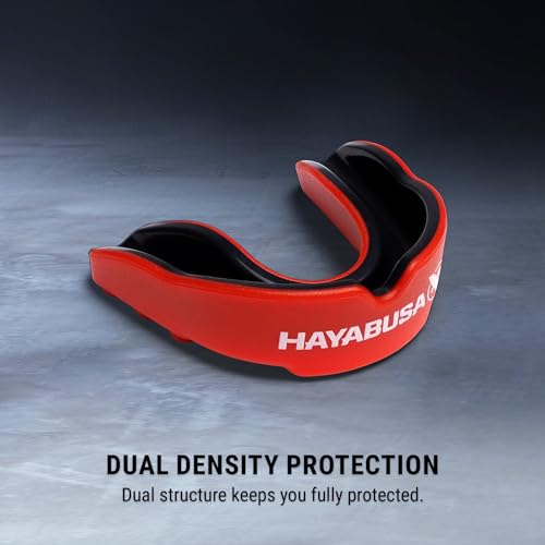 Hayabusa Combat Sports Mouth Guard Youth, Kids and Adult Sizes Comes with Case - Red/Black, Youth - color: Red/Black, size: Youth