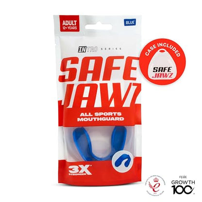 SAFEJAWZ Mouth Guard, Slim Fit Mouthguard for Adult & Youth with Case - color: Blue, size: Adult (12+ Years)