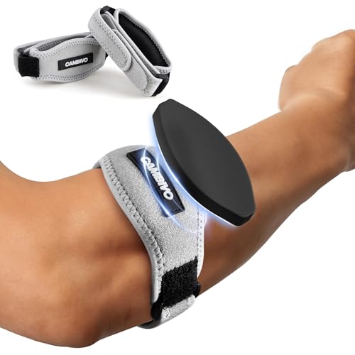 CAMBIVO 2 Pack Tennis Elbow Brace Strap for Tendonitis, Light Gray - color: Light Gray, size: 2 Count (Pack of 1)