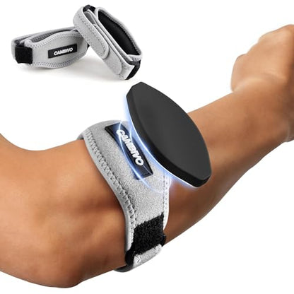 CAMBIVO 2 Pack Tennis Elbow Brace Strap for Tendonitis, Light Gray - color: Light Gray, size: 2 Count (Pack of 1)