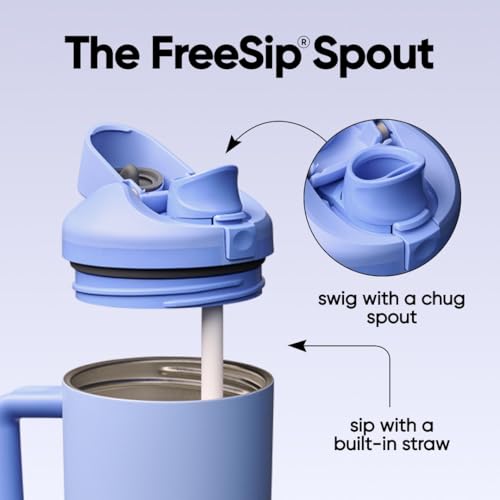 Owala FreeSip Tumbler Stainless Steel Water Bottle 40 oz Out of the Blue | Triple-Layer Insulation | Leak-Proof Lid with Push-Button | Double Threaded Lid for Left and Right-Handed Drinking - color: Out of the Blue, size: 40 Ounces