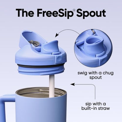 Owala FreeSip Tumbler Stainless Steel Water Bottle 40 oz Out of the Blue | Triple-Layer Insulation | Leak-Proof Lid with Push-Button | Double Threaded Lid for Left and Right-Handed Drinking - color: Out of the Blue, size: 40 Ounces