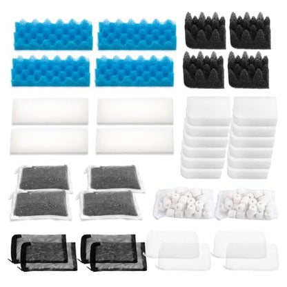 38 Pack Canister Filter Media Kit for Fluval 306 & 307 Aquarium Fish Tank, Including Bio Foam, Activated Carbon & Ceramic Rings, 2 Sets Filter Bio Media Maintenance Bundle