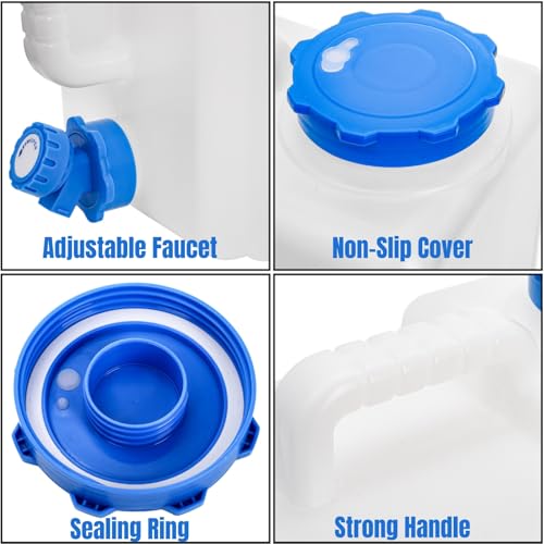 Dicunoy Water Container with Spigot, 4 Gallon Camping Drinking Water Storage Jug, Portable Thick Slim Water Dispenser Carrier for Vehicle, Car, Outdoor, Hiking, Emergency, Hurricane Supplies