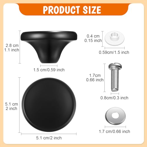 Hotop 4 Sets Dutch Oven Knob Stainless Steel Replacement Knob Pot Lid Handle Compatible with Le Creuset, Aldi, Lodge and Other Enameled Cast-Iron Dutch Oven (Black) - color: Black