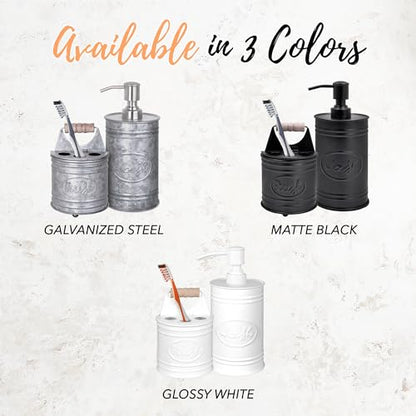 Autumn Alley Adorable Farmhouse Toothbrush Holder for Bathroom, Black Rustic Bathroom Accessories, Galvanized Country Decor, Fun black toothbrush holder with Rustic Design & Electric Toothbrush Holder