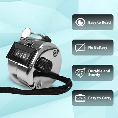 6 Pack Clicker Counter, Hand Tally Counters, 4 Digit Display Clicker - color: Silver Color