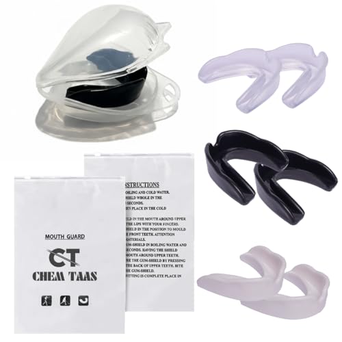 6-Pack Sports Mouthguard with Case Kids Youth Boil Bite Slim Fit Soft Girls Boys Football Lacrosse Basketball Boxing Soccer Taekwondo MMA Size Adult Age Above 11.