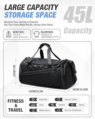 Gym Duffel Bag with Shoe Compartment Convertible 3 in 1 Duffle Bag Backpack
