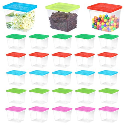 30 Pack Plastic Fish Bowl with Lids, 12 Oz Small Rectangle Gold Fish Tank, Fishbowl Candy Bowl, Tarantula Enclosure Snake Breeding Case, Mini Fish Box for Pets