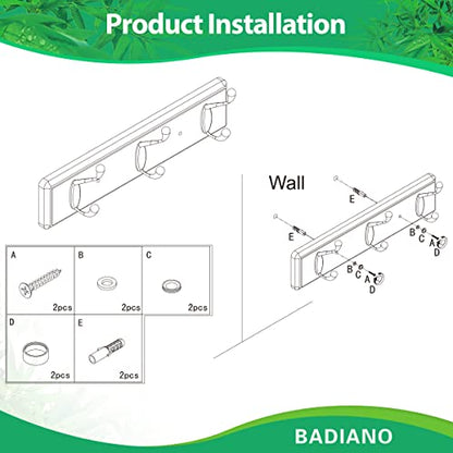 Badiano Heavy Duty Wooden Coat Rack, Wall-Mounted Organizer,14 Inch, White - color: White, size: 3 Hooks