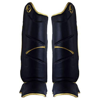 Ultimate - Elite Blackout Shin Instep - MMA Boxing Muay Thai Training & Safety - size: Small-Medium