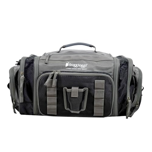 FROGG TOGGS Heavy Duty Fishing Tackle Duffle Bag, Includes Bait Trays, Black, 3700