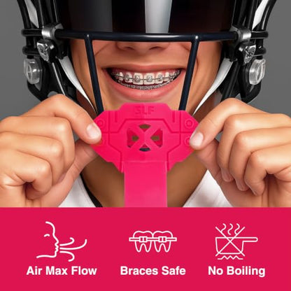 SLEEFS X Football Mouthguard with Strap for High-Impact Shock Protection - color: Pink