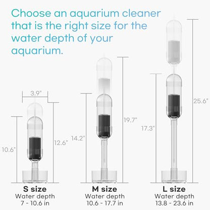 Aquarium Cleaner 2-in-1 – Medium (10.6–17.7 in Water Depth) | Air Pump Powered | Removes Debris on Top of the Substrate | Reduces Floating Fine Particles - size: Medium