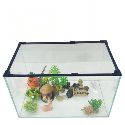 Magnetic Fish Tank Lid Dark Grey Frame Grey Fiberglass Mesh, DIY Aquarium Lid Adjustable Size Fit Tank Size Max 35''x19'' for Preventing Fish from Jumping Out and Reptile Escaping