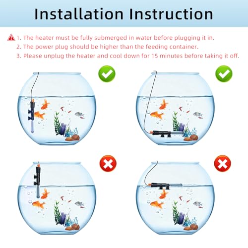 Aquarium Heater 25W/50W/100W/200W/300W, Adjustable Knob Fish Tank Heater with Digital Thermometer, Submersible Betta/Turtle Tank Heater for Freshwater and Saltwater Tanks - size: 25W for 1-5 gallon