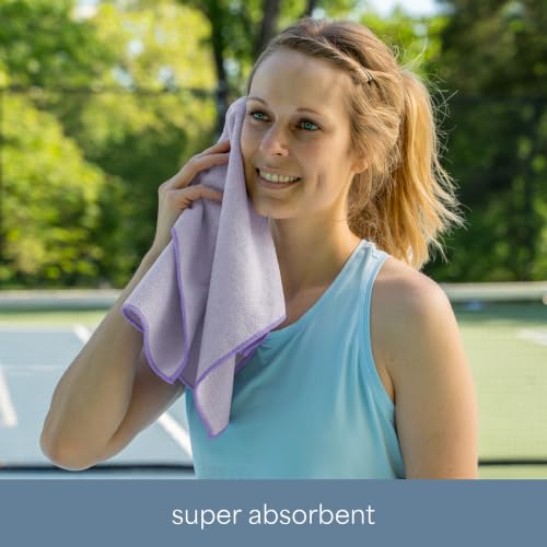 S&T INC. Microfiber Gym Towels, 3 Pack, 16" x 27", Purple | Absorbent and Lightweight, Quick-Dry, Compact for Gym Bag, Yoga and Travel, Machine Washable - color: Purple