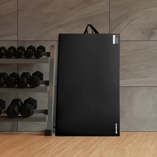 RitFit Upgraded Folding Exercise Mat, 2 Inch Thick Gymnastics Mat - color: Black(4' x 10')
