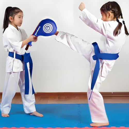 Taekwondo Kick Pads, Durable Upgraded Leather, Taekwondo Training Equipment - color: BLUE