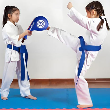 Taekwondo Kick Pads, Durable Upgraded Leather, Taekwondo Training Equipment - color: BLUE