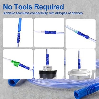 Extended Suction Connection Tube, 6.5 Feet Hose Tubing Replacement Flexible & Durable, Compatible with 9mm Standard Connector Devices 2 Pcs