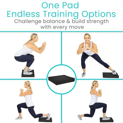 Vive Balance Pad - Foam Large Yoga Mat Trainer for Physical Therapy - color: Midnight Black