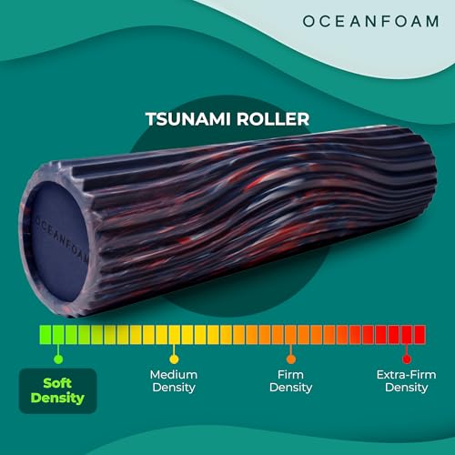 Oceanfoam Tsunami Roller - XL Soft Density Foam (Dark Navy, Red & Natural) - color: Dark Navy, Red & Natural Marbled