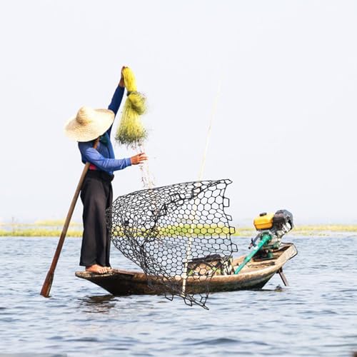 MAGICLULU Silicone Mesh Fishing Net Replacement Bag Handle-Free Foldable Fishing Netting for Big Fish Catching Lightweight Black Fish Landing Net Accessory