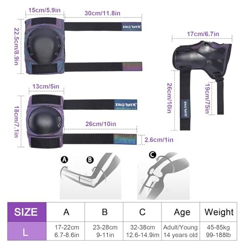 Skating Protective Gear Adult, Knee Pads for Women/Men /Youth, Skate Pads Adult Knee and Elbow Pads with Wrist Guards for Roller Skating, Skateboard, Skateboarding and Scooter