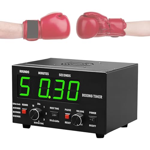 Boxing Interval Timer, Professional Gym Timer, with LED Display, Boxing Fitness Timers, Selectable Training Time/Cycle Repetitions (Green) - color: Green