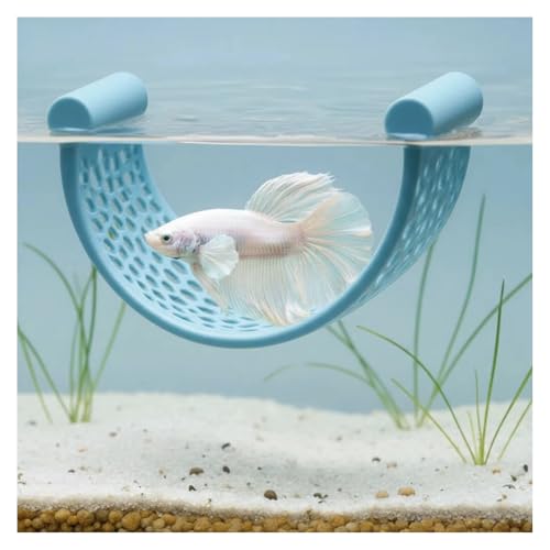 Betta Hammock Floating Decor and Resting Hideout for Betta Fish Tank Accessories Small Aquarium and Nano Tanks (Ice Blue) - color: Ice Blue